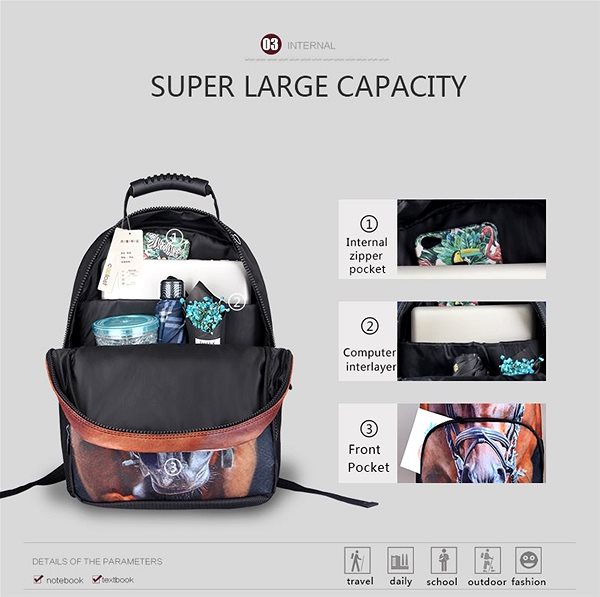 School Backpack TopBags Unisex School Backpack Coolest Lion Features/technology