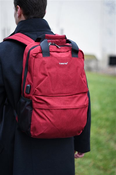 School Backpack Tigernu Women's Student Backpack 3508 Red Lateral view