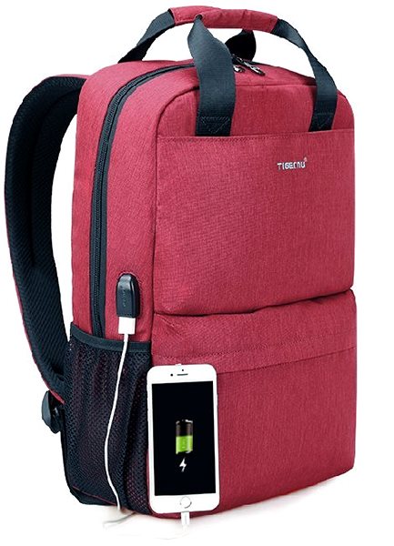 School Backpack Tigernu Women's Student Backpack 3508 Red Features/technology