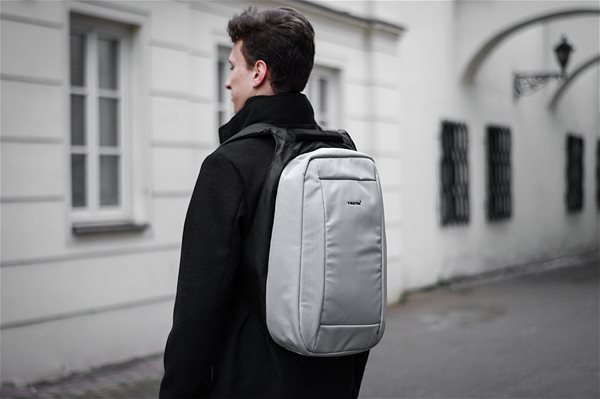 School Backpack Tigernu Unisex City Backpack 3599 Silver Grey Lateral view