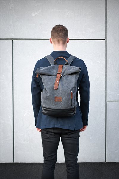 School Backpack TopBags Backpack RollUp Black Lifestyle
