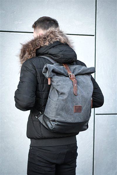 School Backpack TopBags Backpack RollUp Black Lifestyle