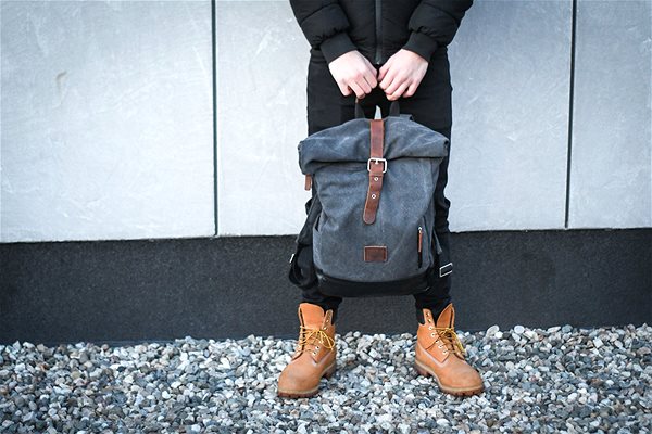 School Backpack TopBags Backpack RollUp Black Lifestyle