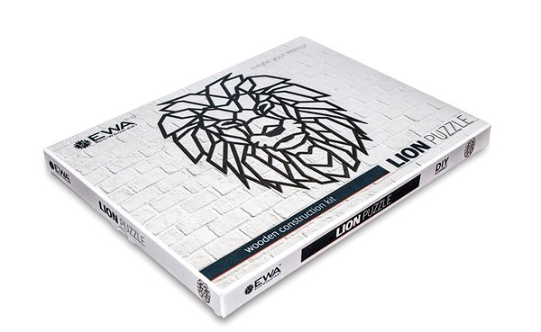 3D Puzzle Ewa Eco-Wood-Art Wall Puzzle Lion Packaging/box