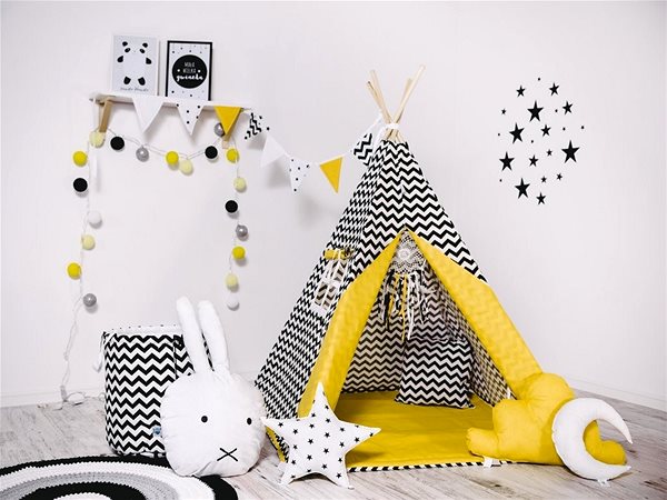 Tent for Children Set teepee tent zig zag yellow Luxury Lifestyle