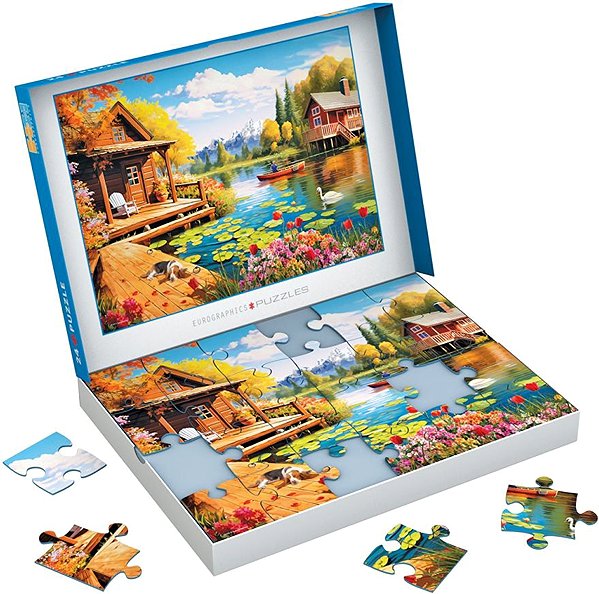 Eurographics Connecting Pieces: Lakeside Cabin 24 pieces puzzle.