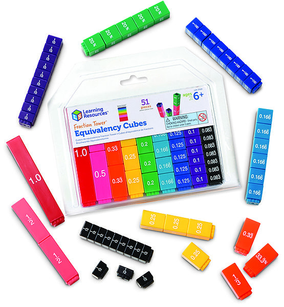 Játékkocka gyerekeknek Learning Resources Fraction Tower Tizedes tört szemléltető kockák ...