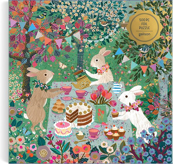 GALISON Spring Tea Party Metallic Square 500-piece puzzle.