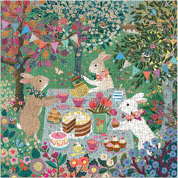 GALISON Spring Tea Party Metallic Square 500-piece puzzle.