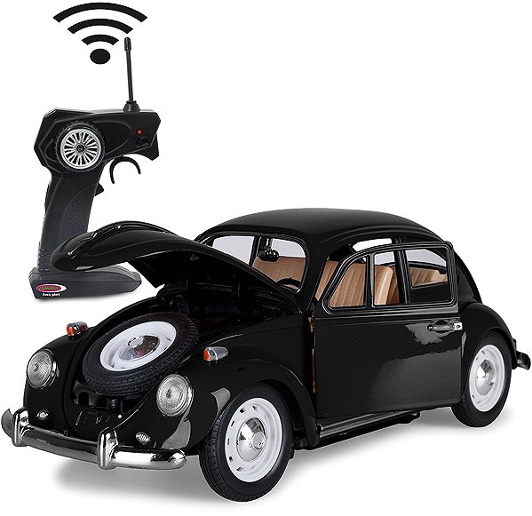 Jamara VW Beetle RC Diecast 1:18 Black 27MHz with manual door opening.