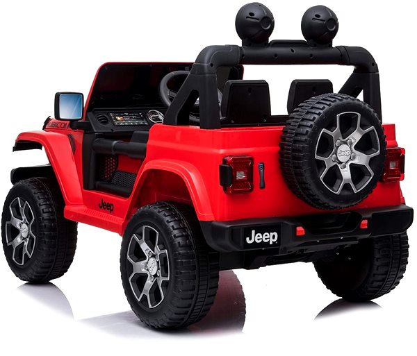 Dětské elektrické auto Jeep Wrangler Rubicon, červené Boční pohled