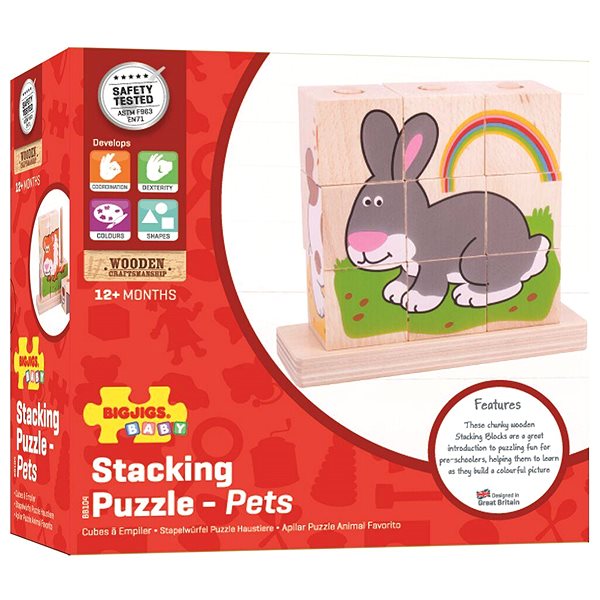 Holz-Bausteine Bigjigs Baby Catching Cubes Tiere ...