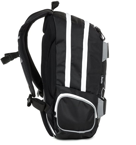 School Backpack OXY Sport Black Line white Lateral view