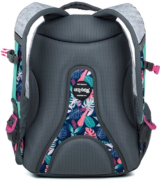 School Backpack OXY Style Grey tropical Back page