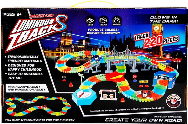 Slot Car Track Illuminated in the Dark Track with 220 Parts + Toy Car with LED Packaging/box
