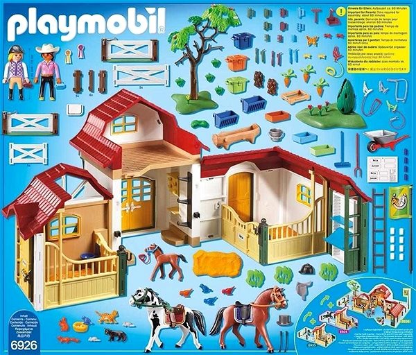 Építőjáték Playmobil 6926 Nagy lovarda Csomag tartalma