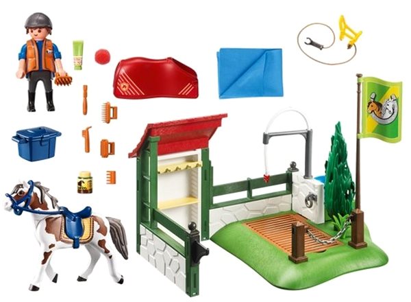 Building Set Playmobil 6929 Washing Box for Horses Package content
