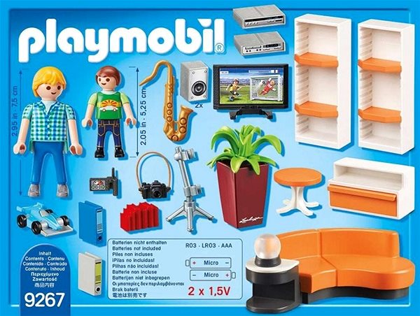 Building Set Playmobil 9267 City Life Living Room with Working Lights Package content