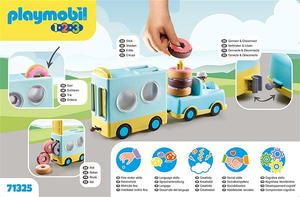 Bausatz Playmobil 71325 1.2.3: Verrückter Donut Truck mit Speicher- und Sortierfunktion ...