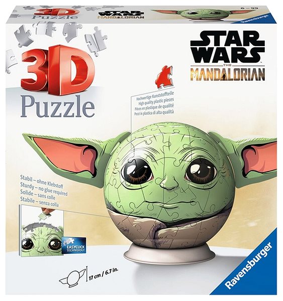 3D puzzle Puzzle-Ball Star Wars: Baby Yoda s ušami 72 dielikov ...