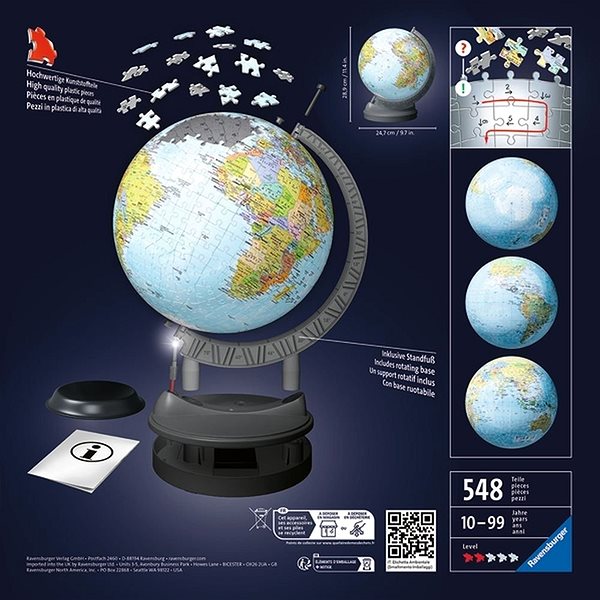 3D puzzle Puzzle-Ball Világító földgömb - 540db ...