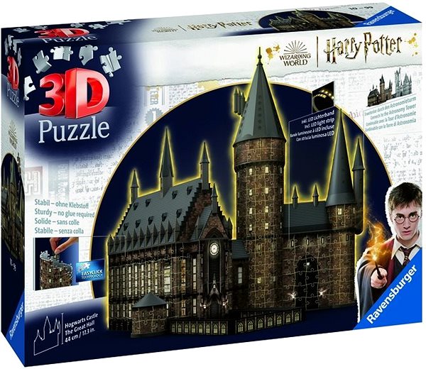 3D puzzle Harry Potter: Rokfortský hrad – Veľká sieň (Nočná edícia) 540 dielikov ...