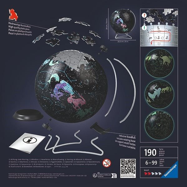 3D puzzle Puzzle-Ball Világító földgömb: Csillagos égbolt, 180 darabos ...