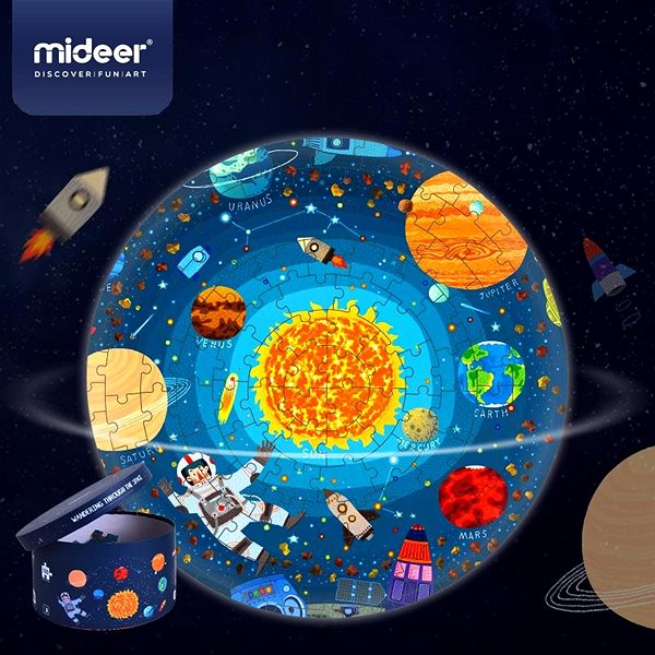 Puzzle Mideer okrúhle puzzle – Cestovanie vesmírom ...