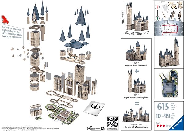 3D puzzle Ravensburger 3D Puzzle 112777 Harry Potter: Rokfortský hrad – Astronomická veža 540 dielikov Obal/škatuľka