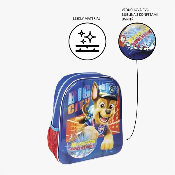 Detský ruksak Cerda detský batoh 3D Paw patrol, s konfetami Vlastnosti/technológia