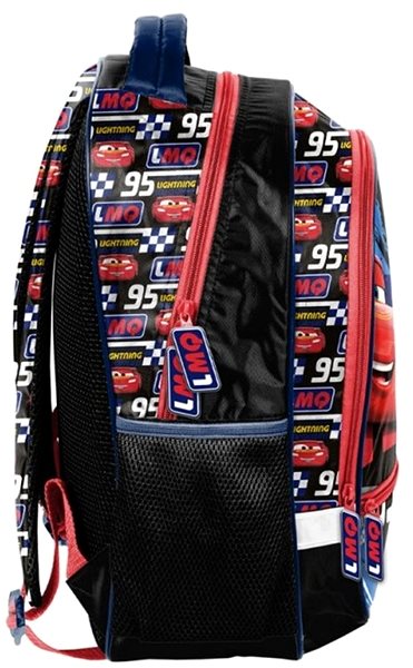 School Backpack PASO Black Cars Lightning McQueen .