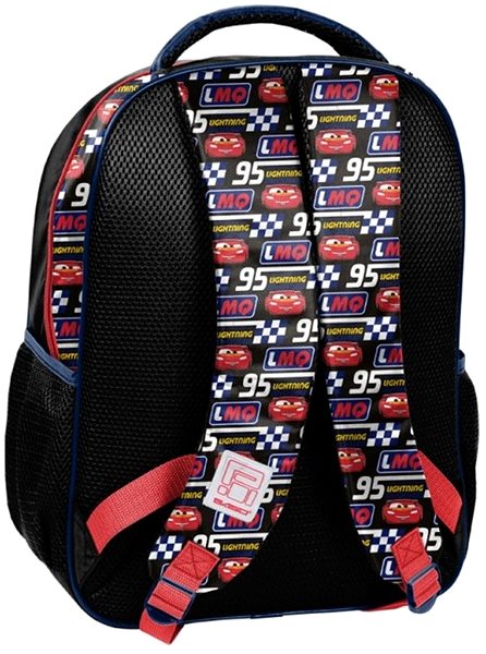 School Backpack PASO Black Cars Lightning McQueen .