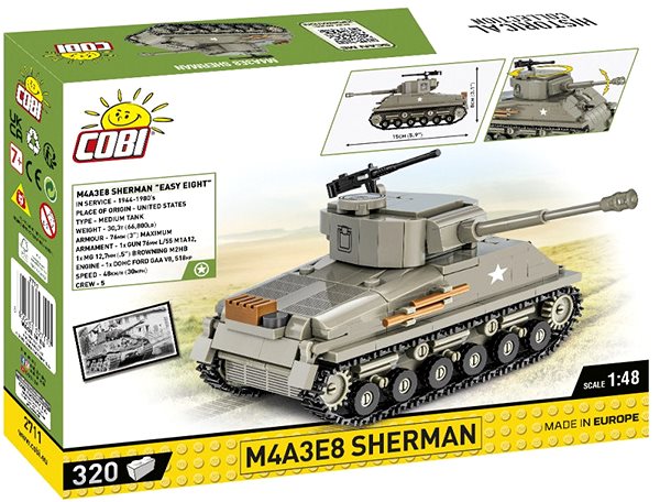 Építőjáték Cobi 2711 Sherman M4A3E8 Easy Eight ...