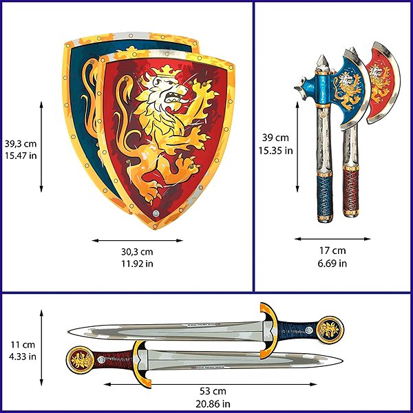 Schwert Liontouch Ritterset für zwei - blau + rot - Schwert, Schild, Axt ...