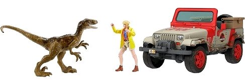 Figura Jurassic World Ellie Sattler autóval és dinoszaurusszal ...