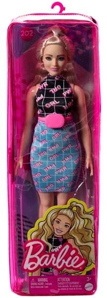 Puppe Barbie Modell - Schwarz-blaues Kleid mit -Gürteltasche ...