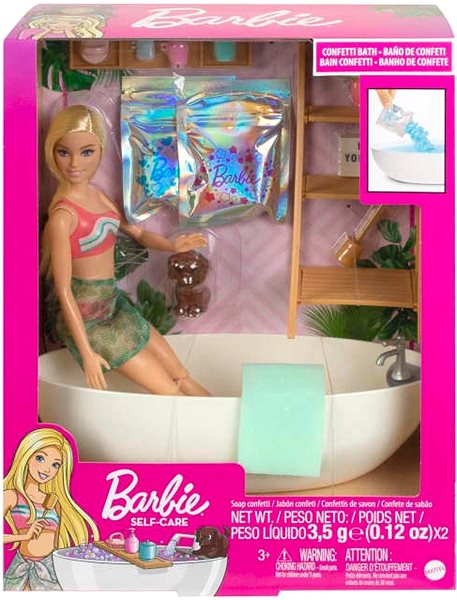 Játékbaba Barbie -Relaxálás fürdőszett konfetivel, szőke baba ...