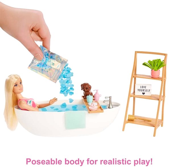 Játékbaba Barbie -Relaxálás fürdőszett konfetivel, szőke baba ...