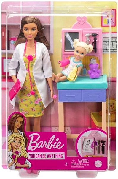 Játékbaba Barbie Foglalkoztató játékkészlet babával - Barna gyerekorvos ...