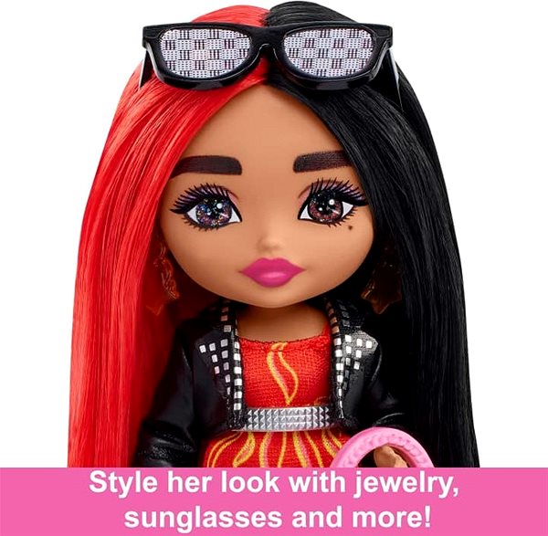 Panenka Barbie Extra Minis - Červeno-Černé Vlasy  ...