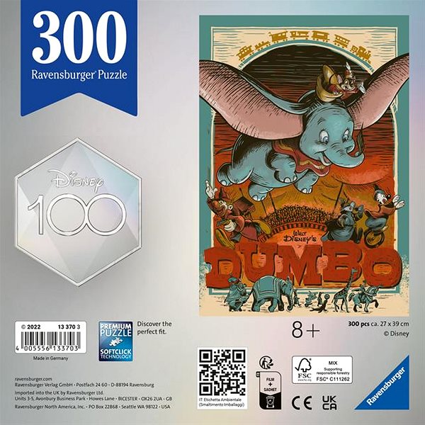 Puzzle Ravensburger Puzzle 133703 Disney 100. évfordulója: Dumbo 300 darab ...