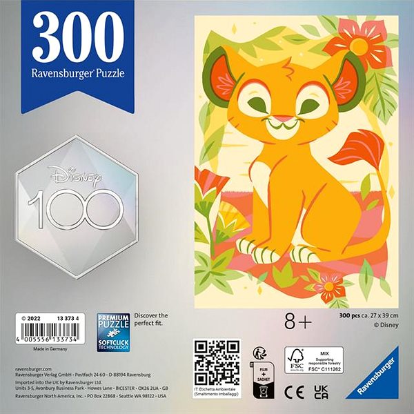 Puzzle Ravensburger Puzzle 133734 Disney 100. évfordulója: Az oroszlánkirály 300 darab ...