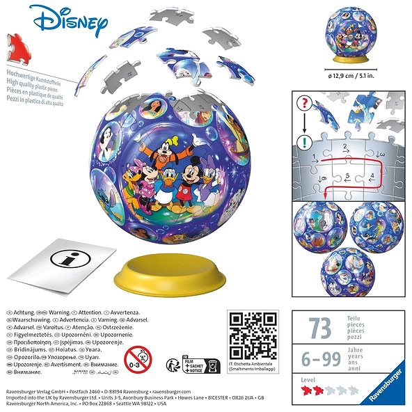 3D puzzle Ravensburger Puzzle 115617 Puzzle-Ball Disney 72 darab ...