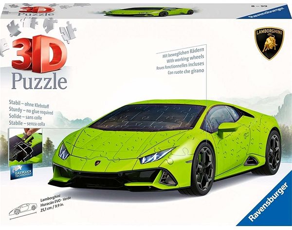 3D puzzle Ravensburger Puzzle 115594 Lamborghini Huracán Evo Zöld 108 darab ...
