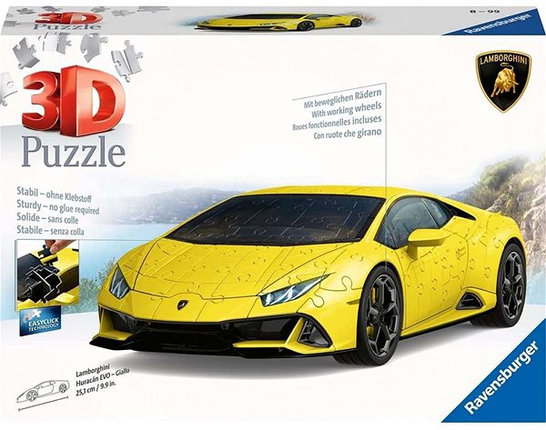 3D puzzle Ravensburger Puzzle 115624 Lamborghini Huracán Evo Sárga 108 darab ...