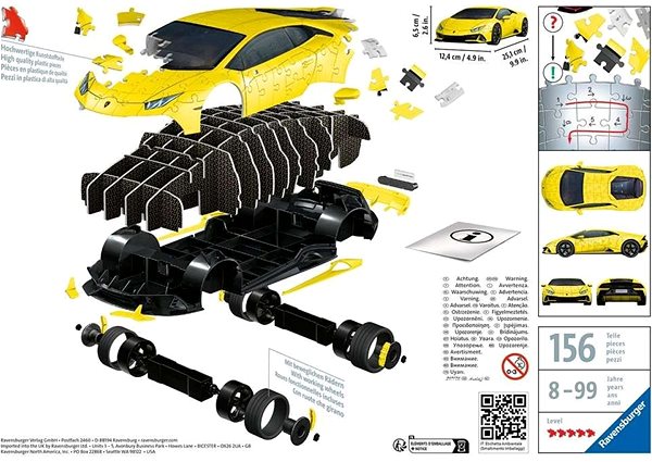 3D puzzle Ravensburger Puzzle 115624 Lamborghini Huracán Evo Žlté 108 Dielikov ...