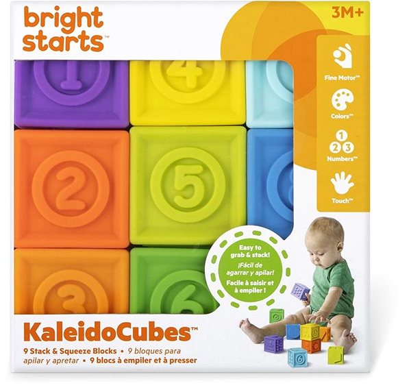 Kostky pro děti BRIGHT STARTS Hračka kostky set 9 ks KaleidoCubes, 3m+ ...