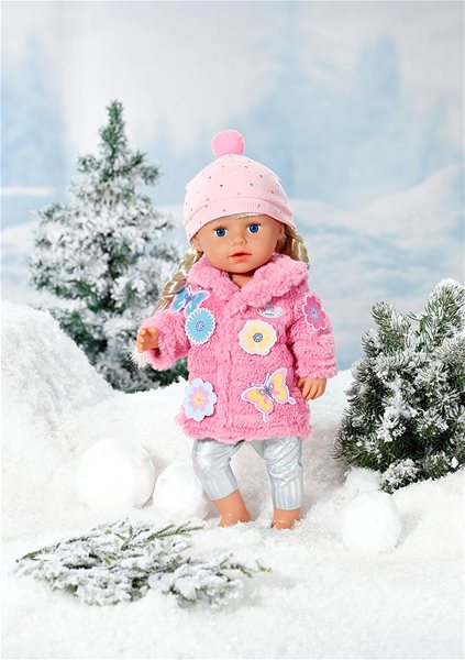 Játékbaba ruha BABY born Szett rózsaszín szőrmebundával, 43 cm ...