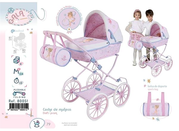 Kočík pre bábiky DeCuevas 80051 Skladací kočík pre bábiky s taškou GALA 2023 – 81 cm ...