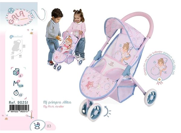 Kočík pre bábiky DeCuevas 90251 Športový kočík pre bábiky trojkolesový GALA 2023 – 55 cm ...